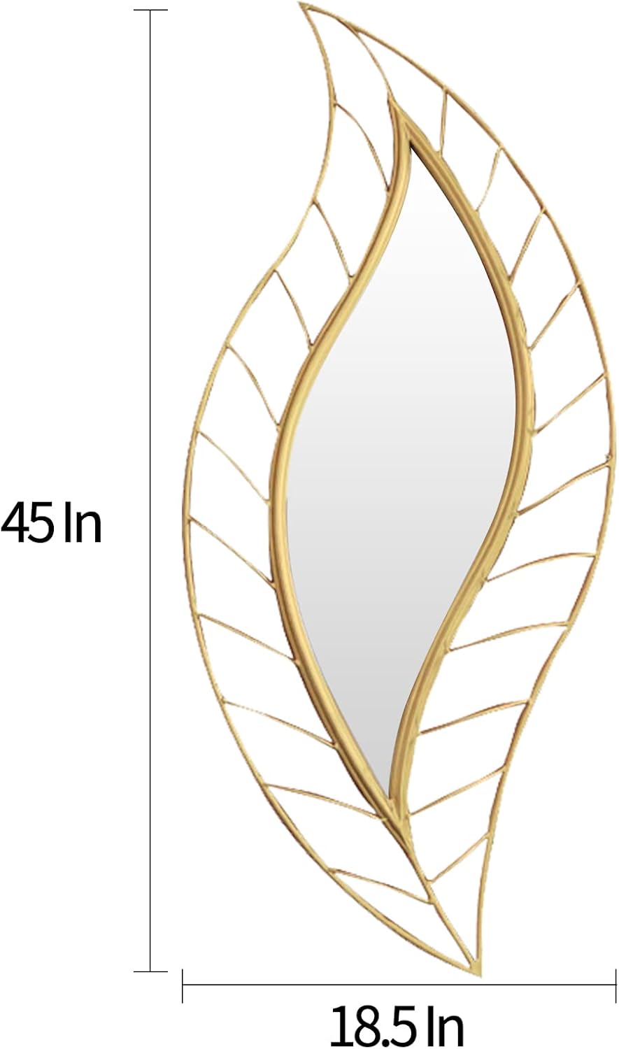 Gold Leaf Teardrop Metal Wall Mirror