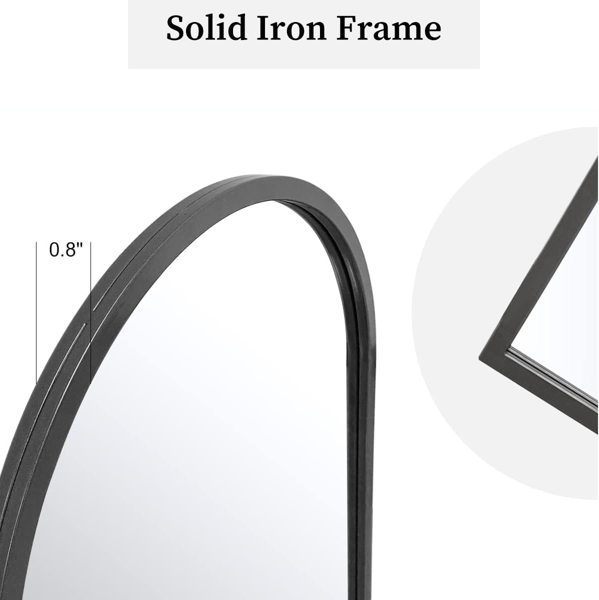 Black Metal Arched Window Wall Mirror