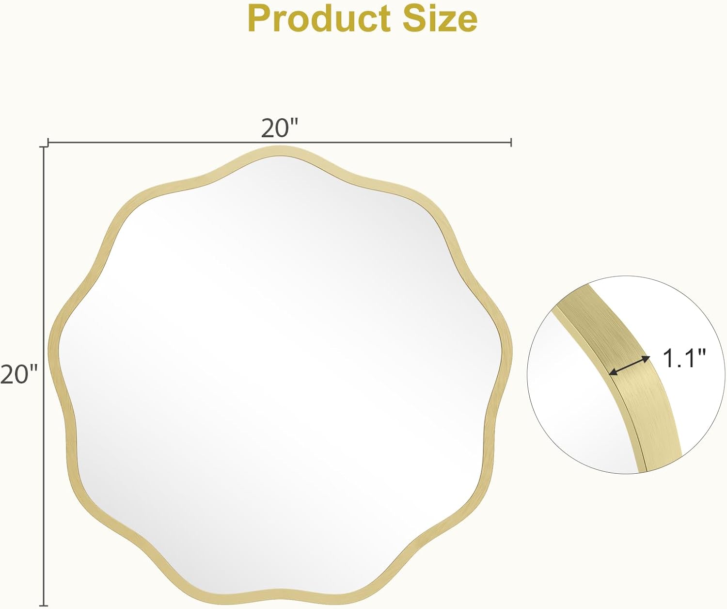 Gold Aluminum Wavy Round Wall Mirror