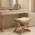 Gold Metal X Leg Backless Leather Vanity Stool