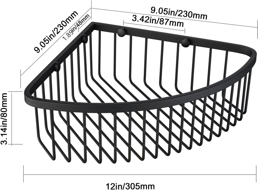 Matte Black Wall Mount Shower Corner Caddy