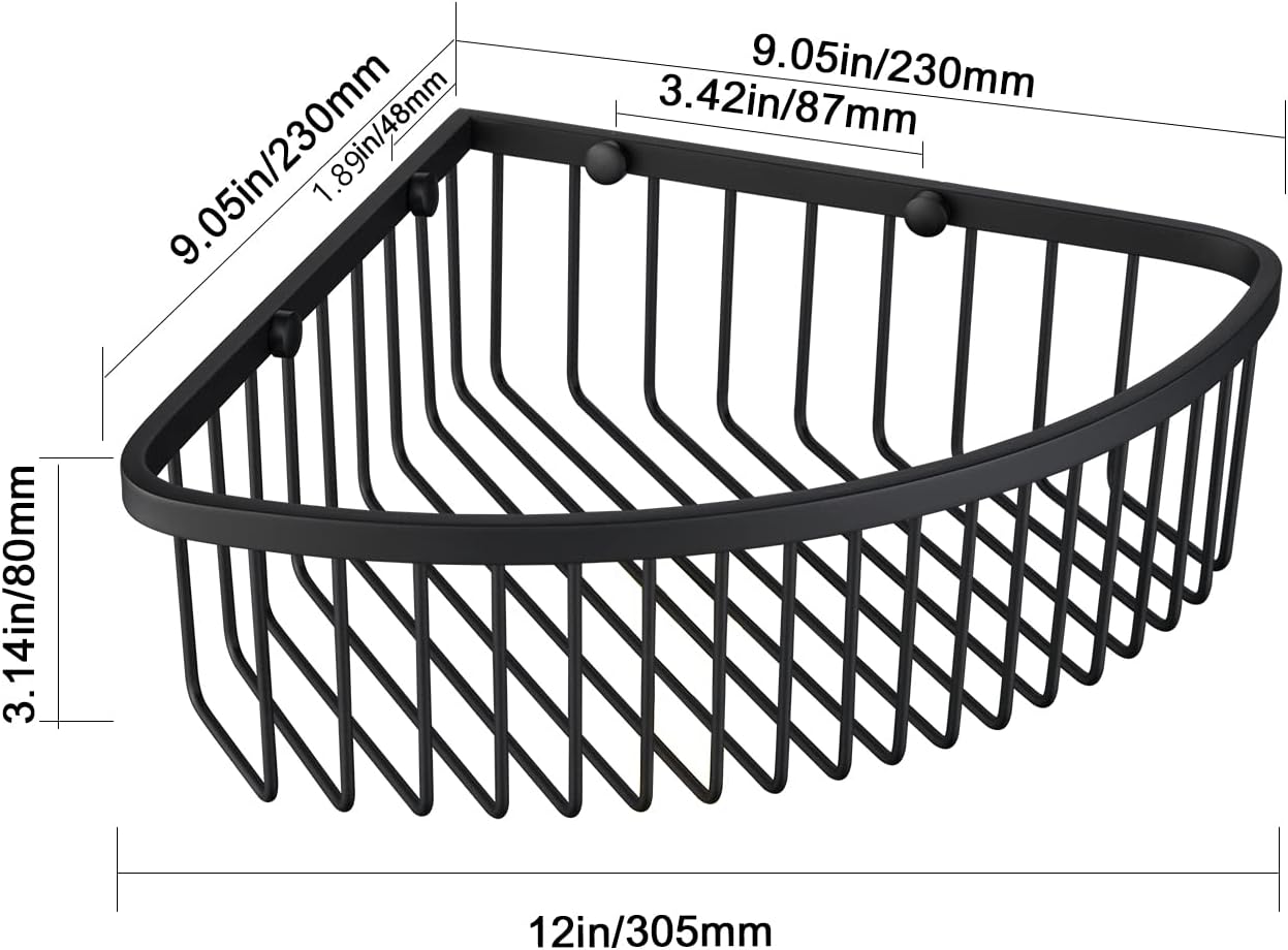 Matte Black Wall Mount Shower Corner Caddy
