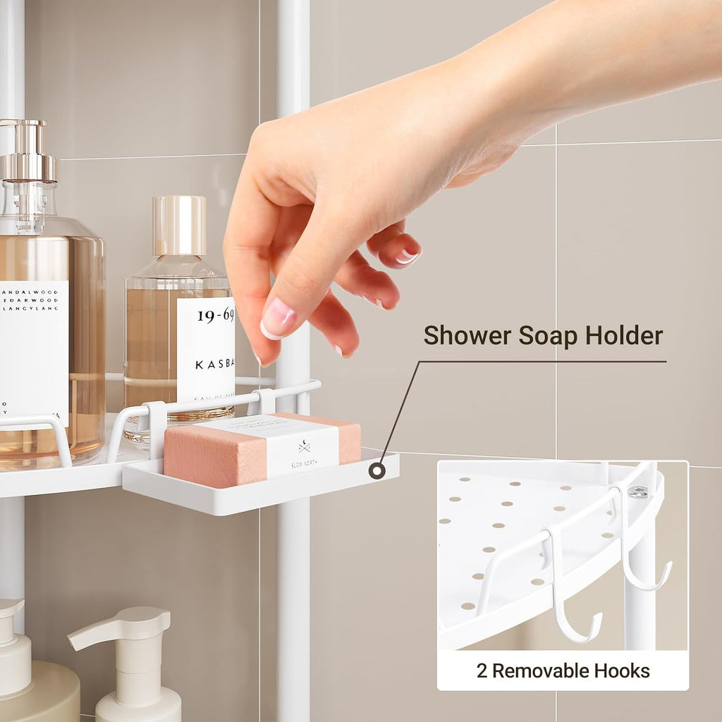 White 4-Tier Standing Corner Shower Caddy