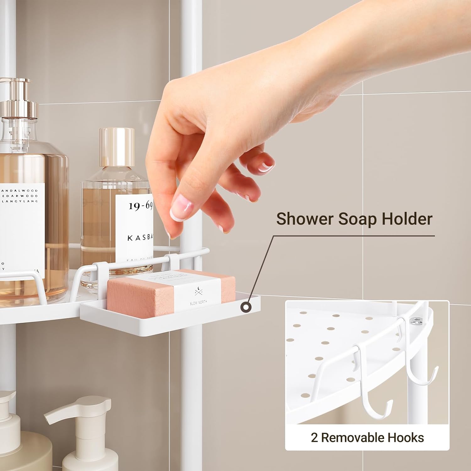 White 4-Tier Standing Corner Shower Caddy