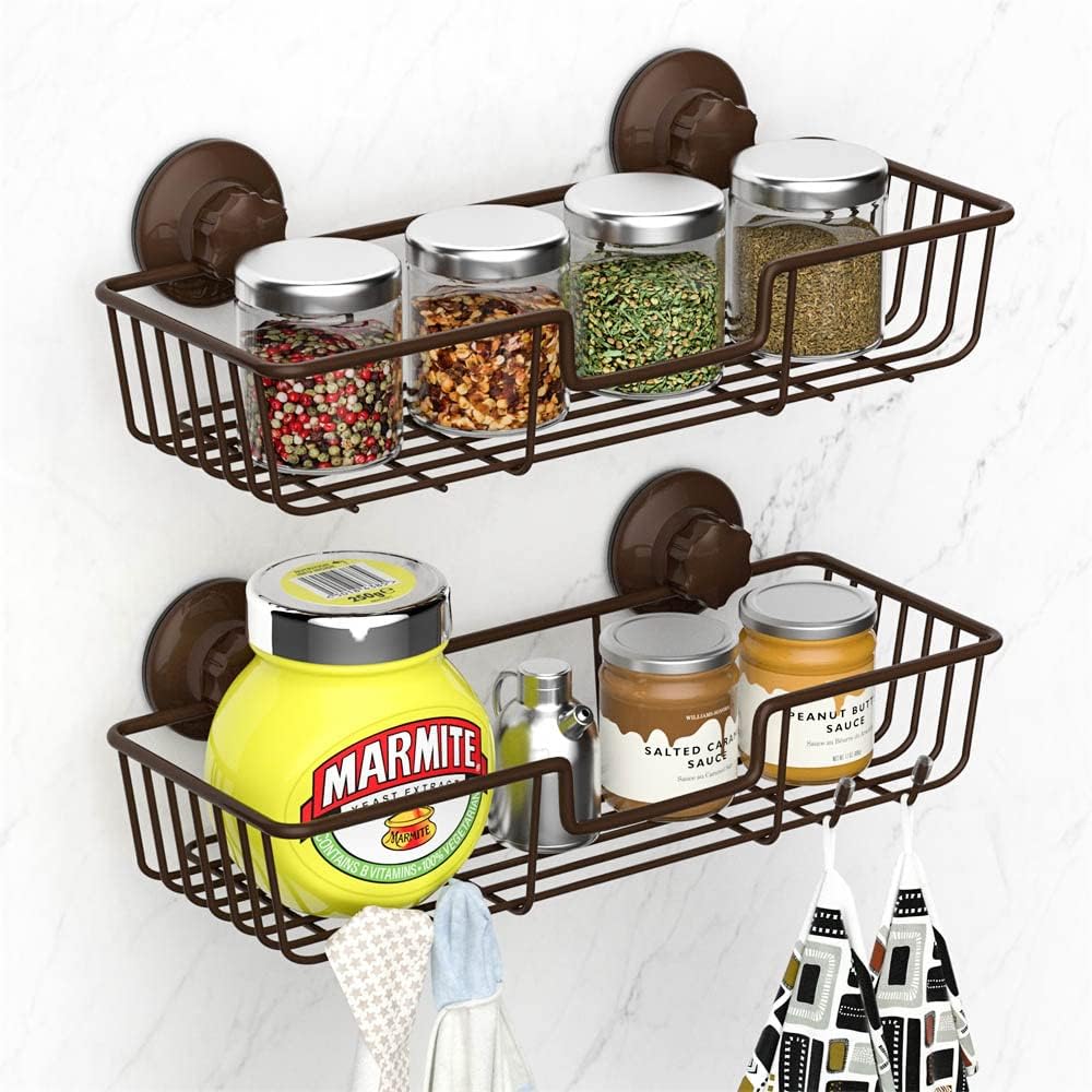 2 Pack Bronze Suction Cup Shower Caddy