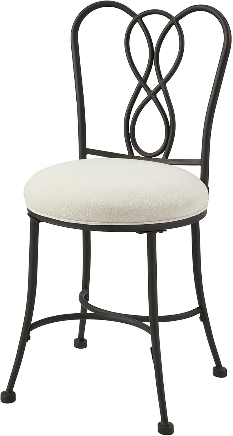 Bronze Iron Frame Cream Upholstered Vanity Stool