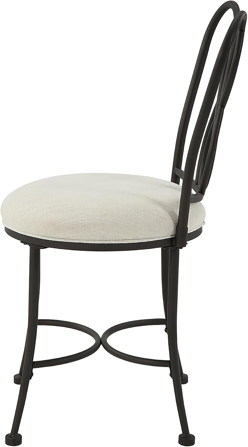 Bronze Iron Frame Cream Upholstered Vanity Stool