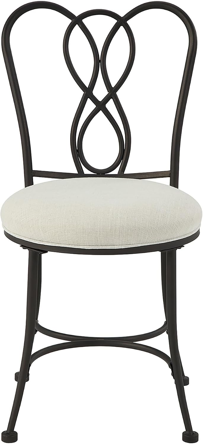 Bronze Iron Frame Cream Upholstered Vanity Stool