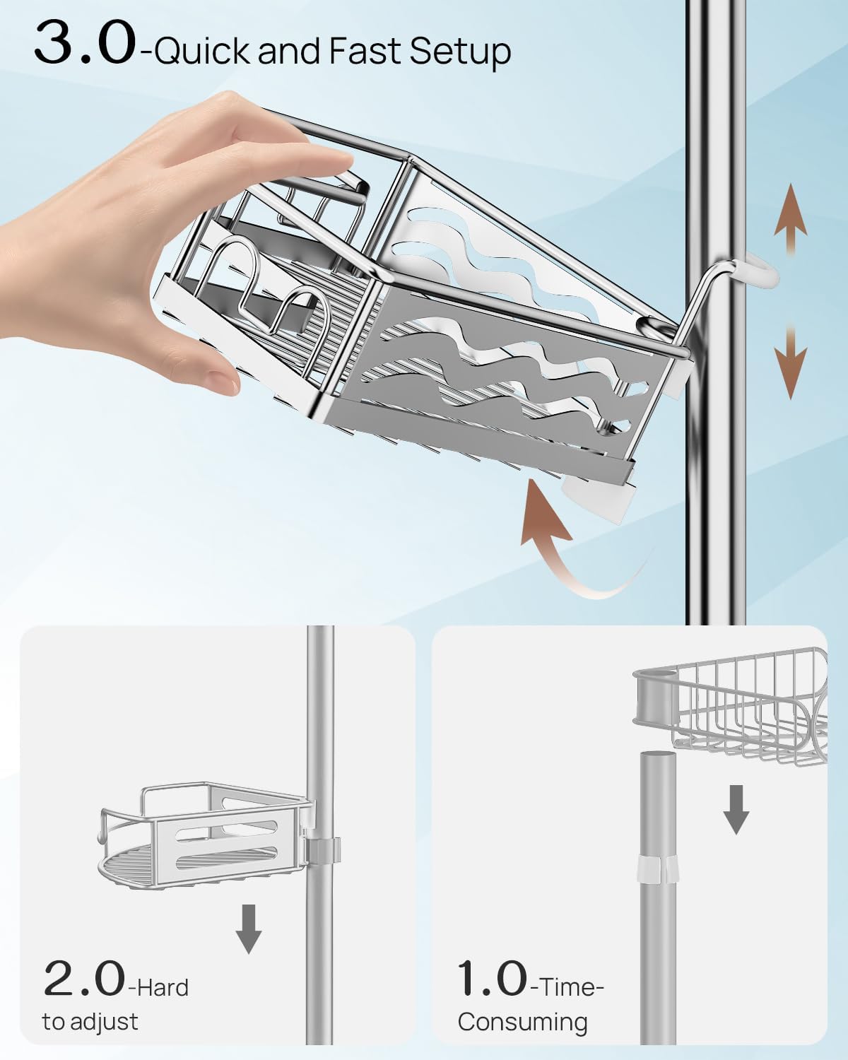 4-Tier Tension Pole Corner Shower Caddy