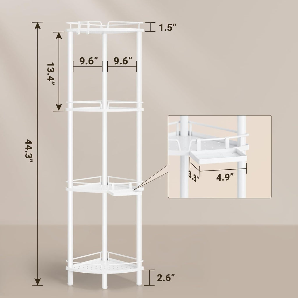 White 4-Tier Standing Corner Shower Caddy