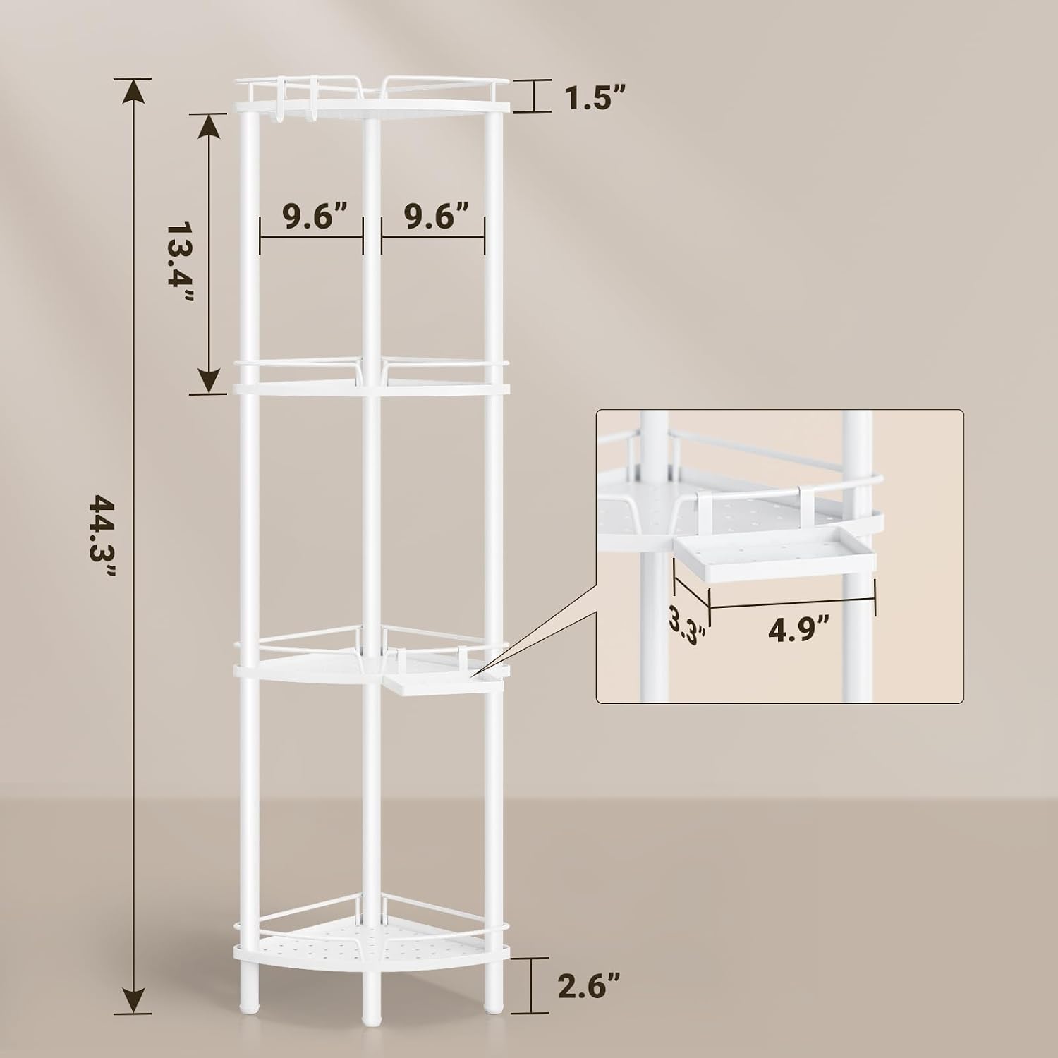 White 4-Tier Standing Corner Shower Caddy