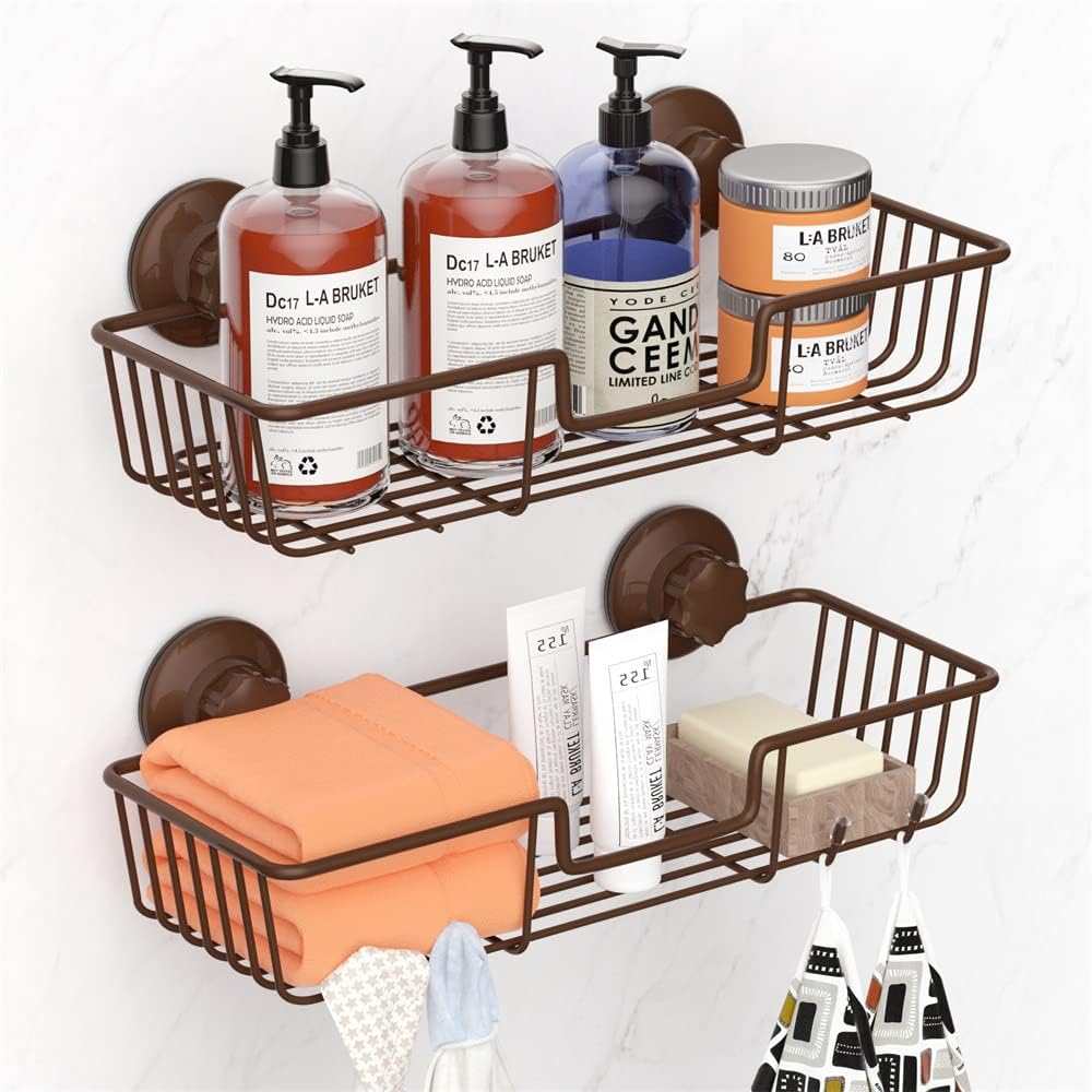 2 Pack Bronze Suction Cup Shower Caddy