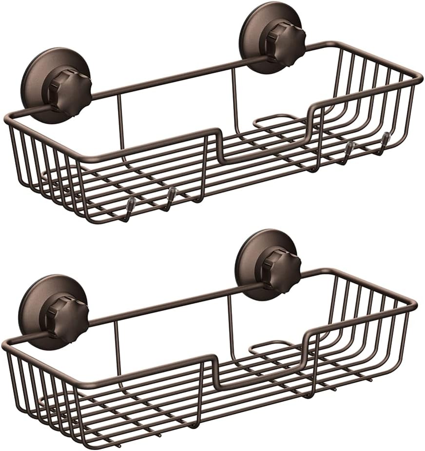 2 Pack Bronze Suction Cup Shower Caddy