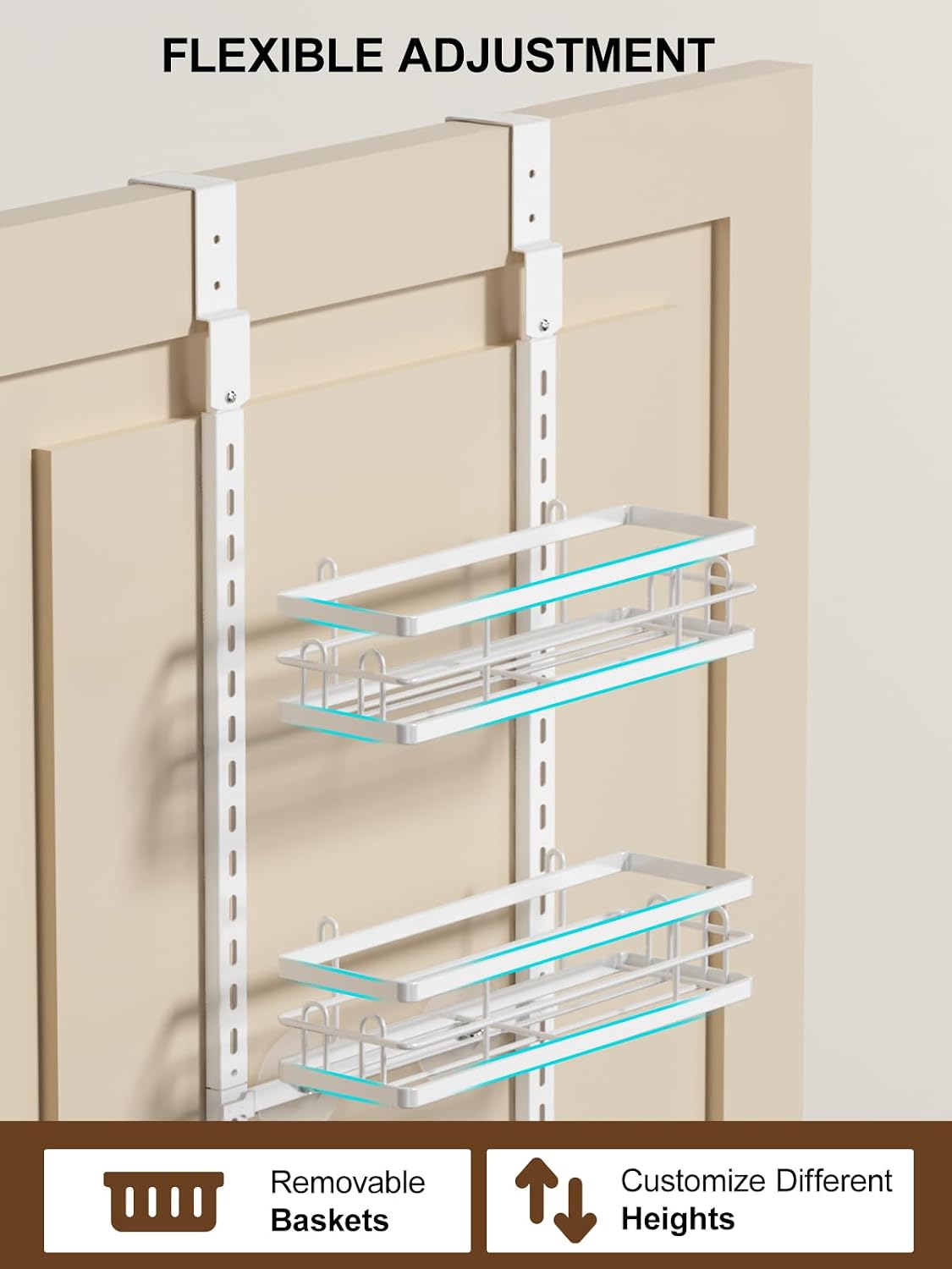 White Metal 9-Tier Door Spice Organizer