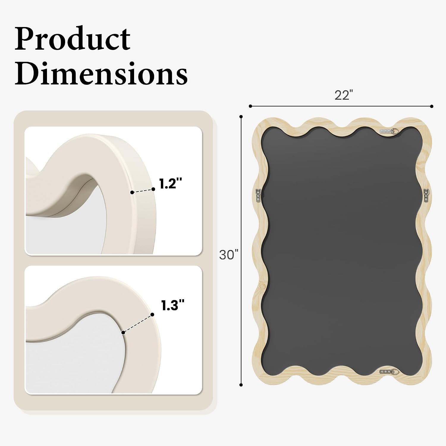 Wavy Solid Wood Aesthetic Wall Mirror