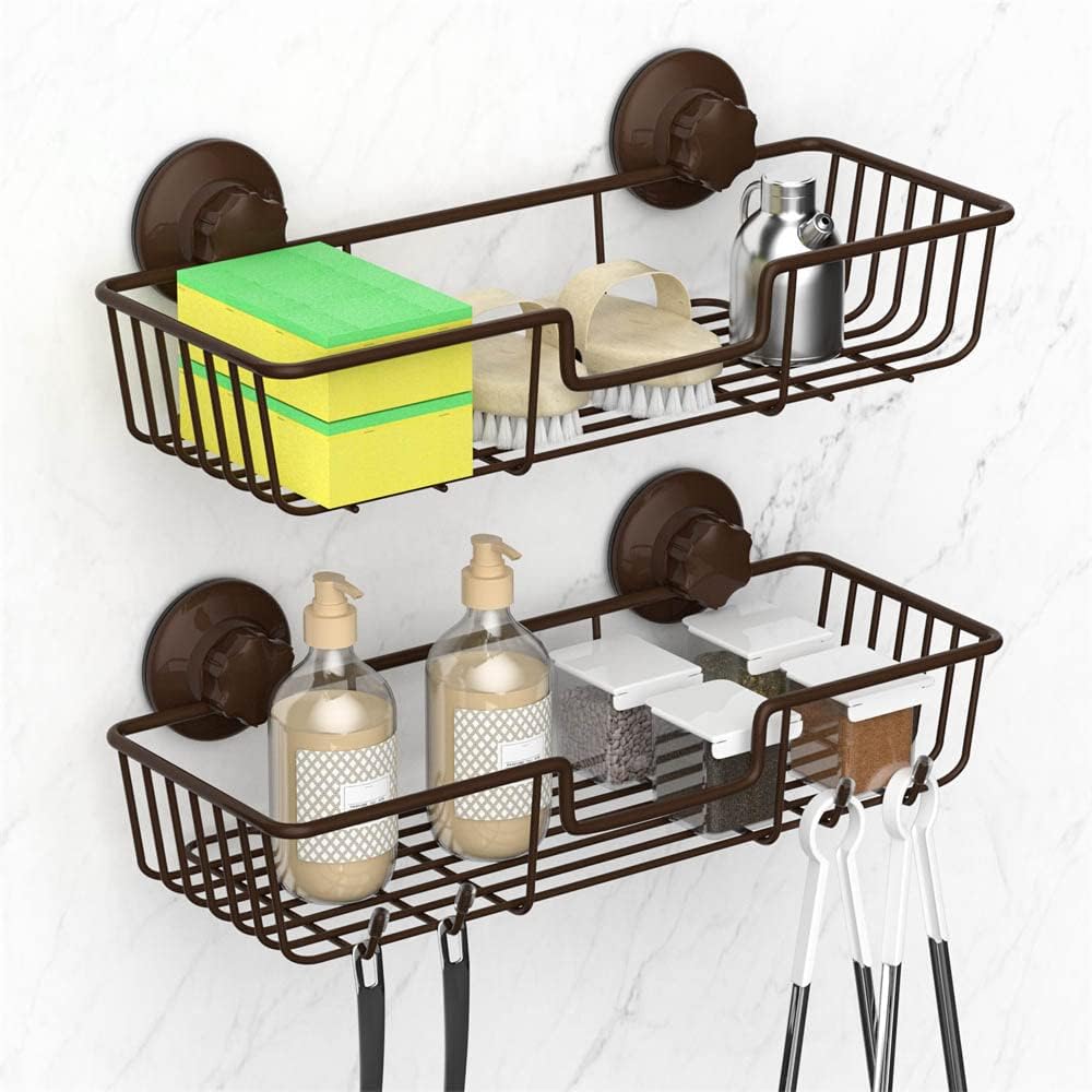 2 Pack Bronze Suction Cup Shower Caddy