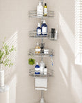 Silver 4-Tier Tension Pole Shower Caddy