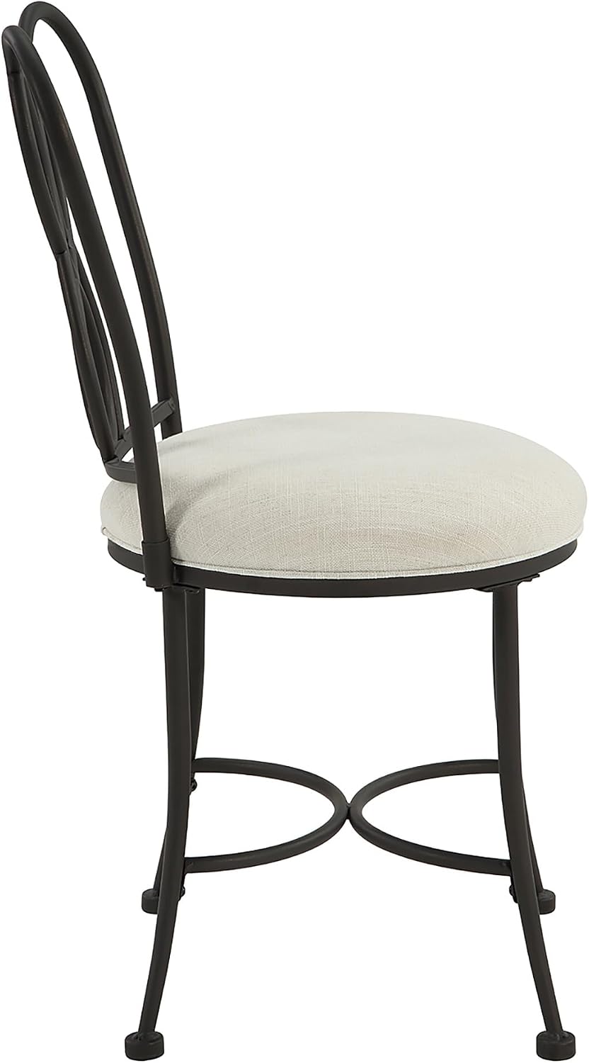 Bronze Iron Frame Cream Upholstered Vanity Stool