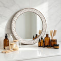 Rustic Wooden Round Wall Mirror