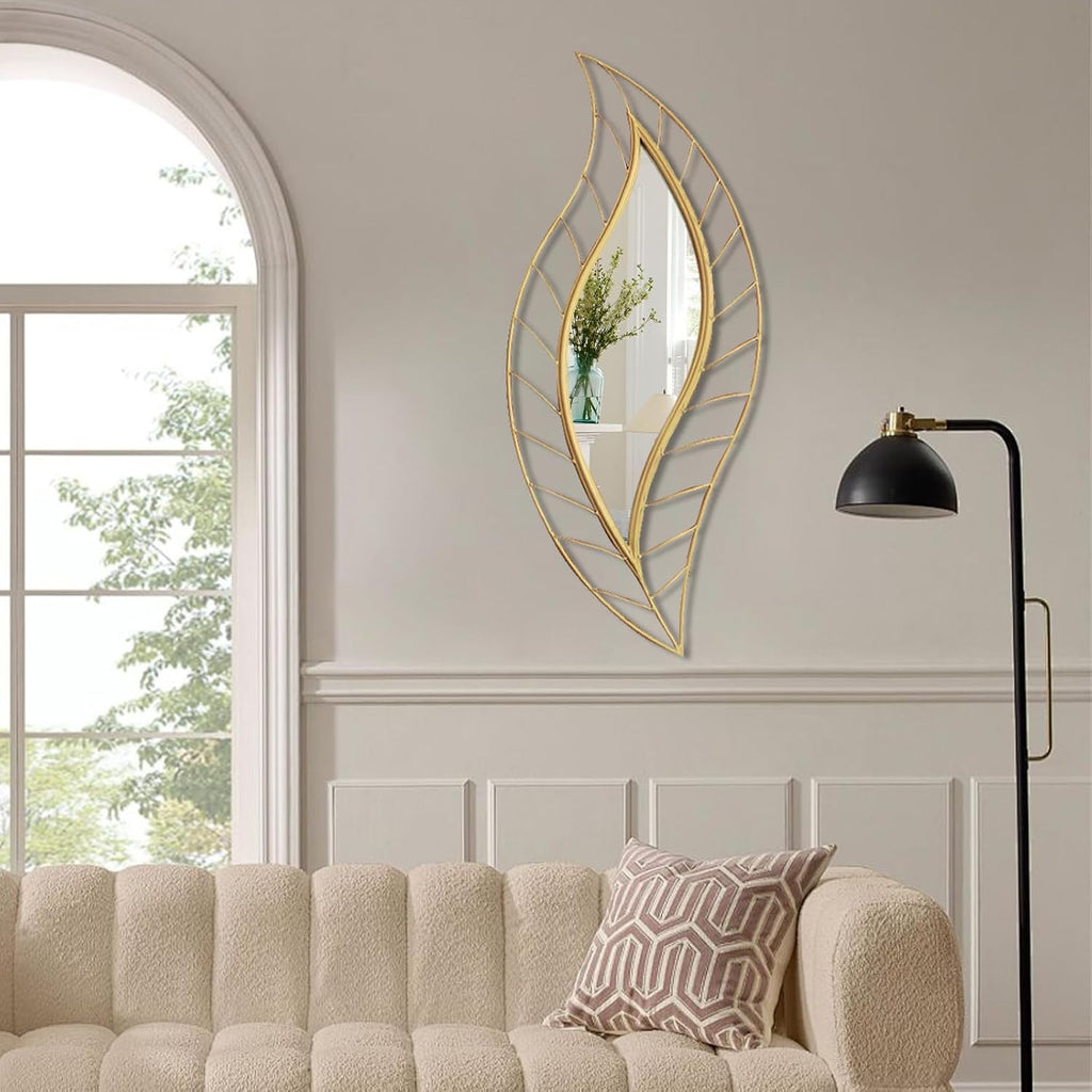 Gold Leaf Teardrop Metal Wall Mirror