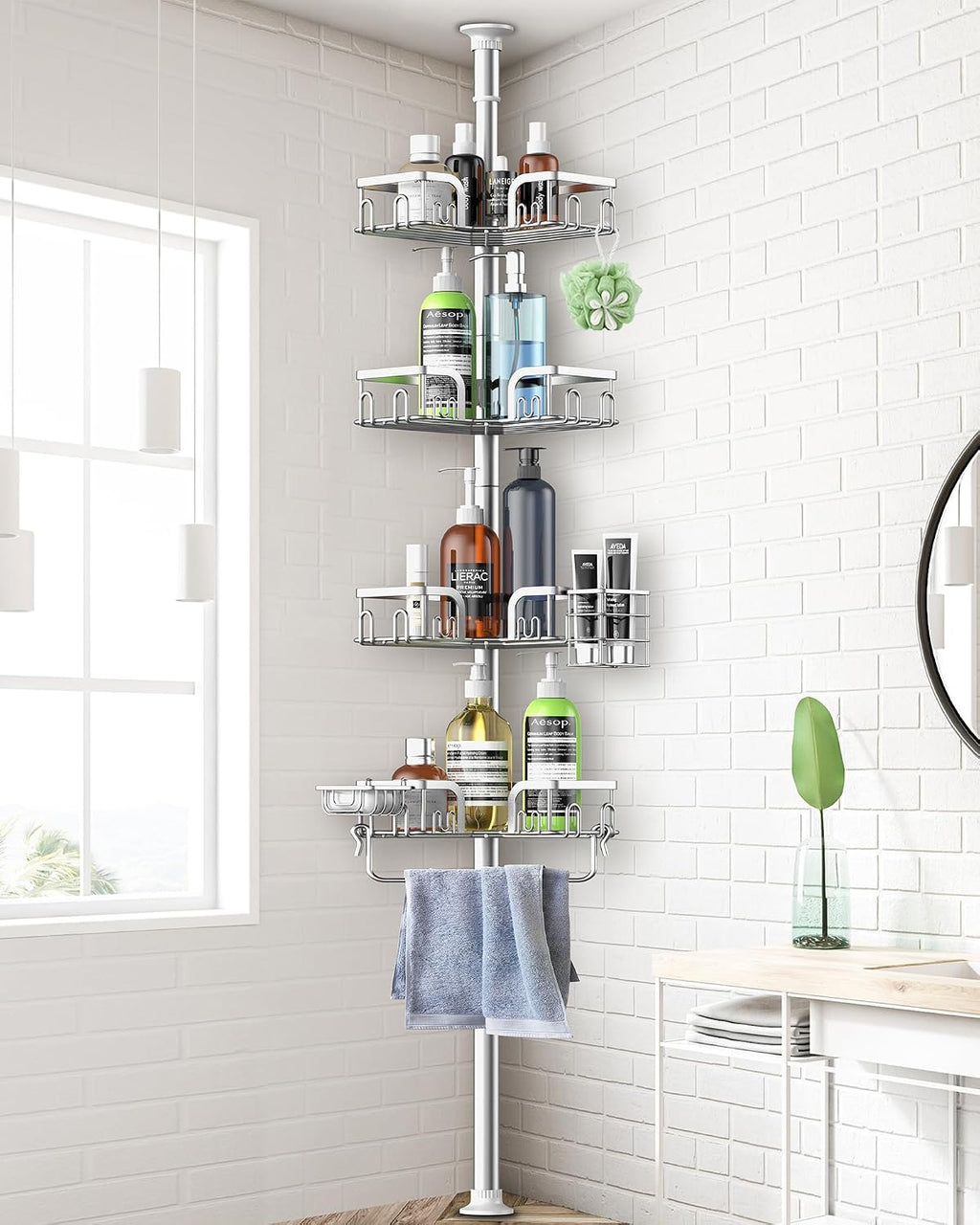 4-Tier Tension Pole Corner Shower Caddy