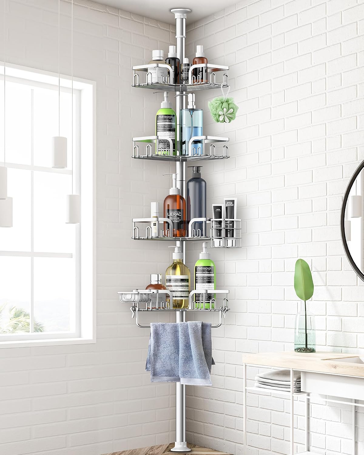 4-Tier Tension Pole Corner Shower Caddy