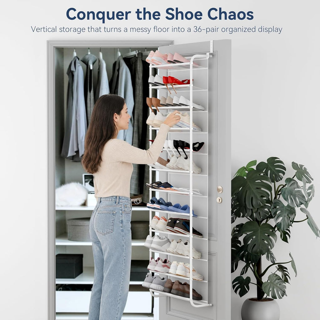 White Mesh Over Door Shoe Organizer