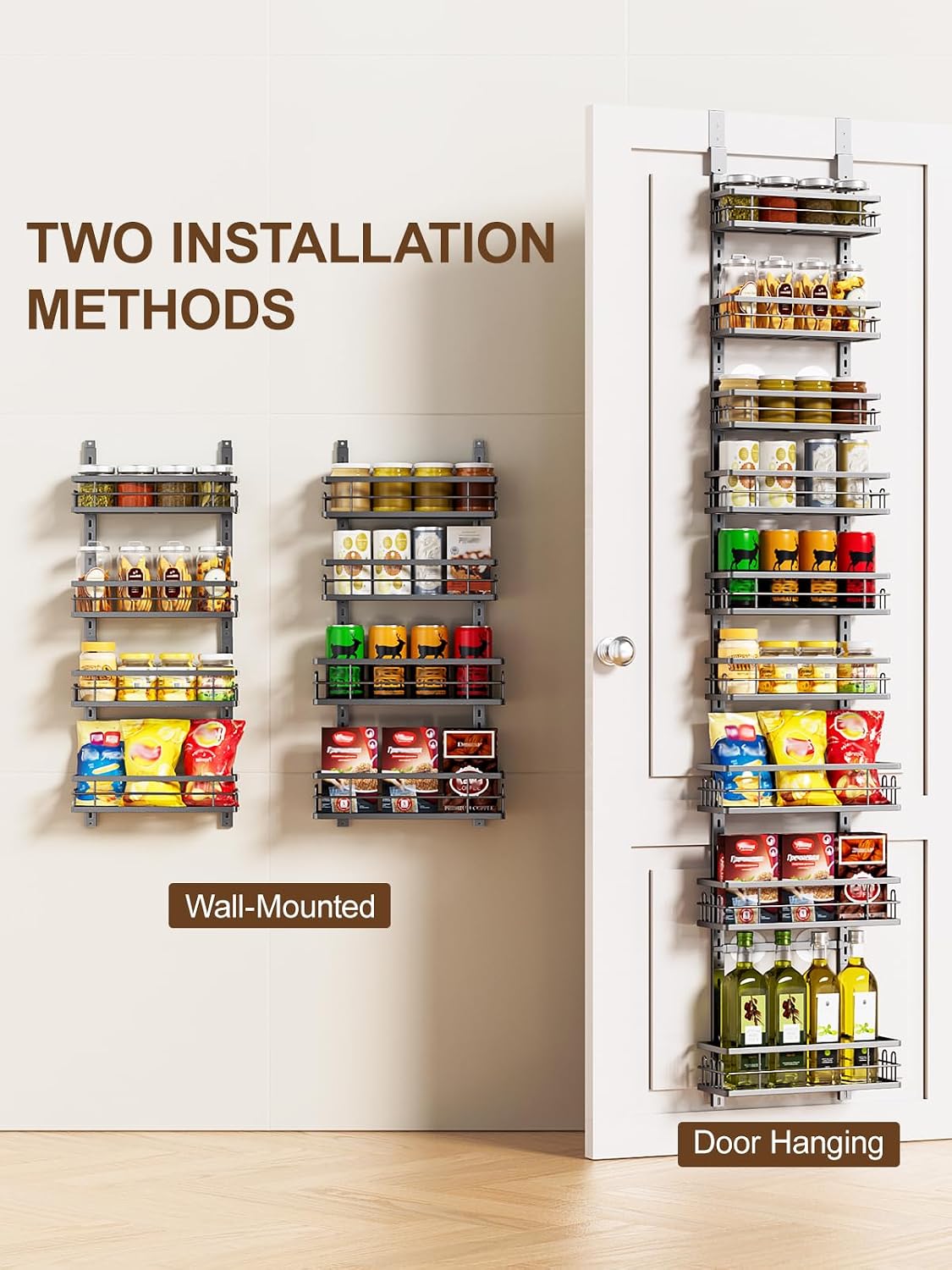 Black Metal 9-Tier Door Pantry Organizer