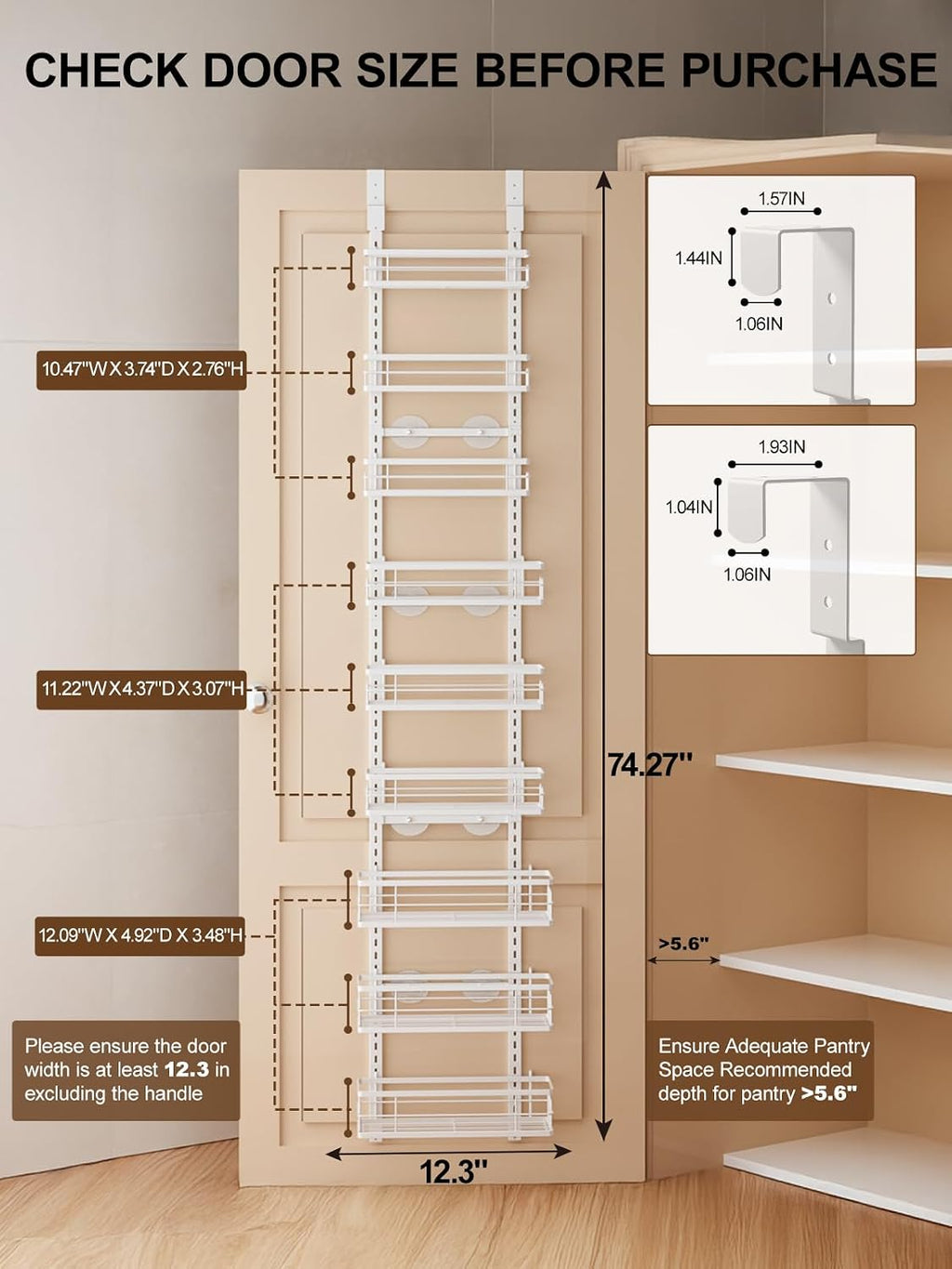 White Metal 9-Tier Door Spice Organizer