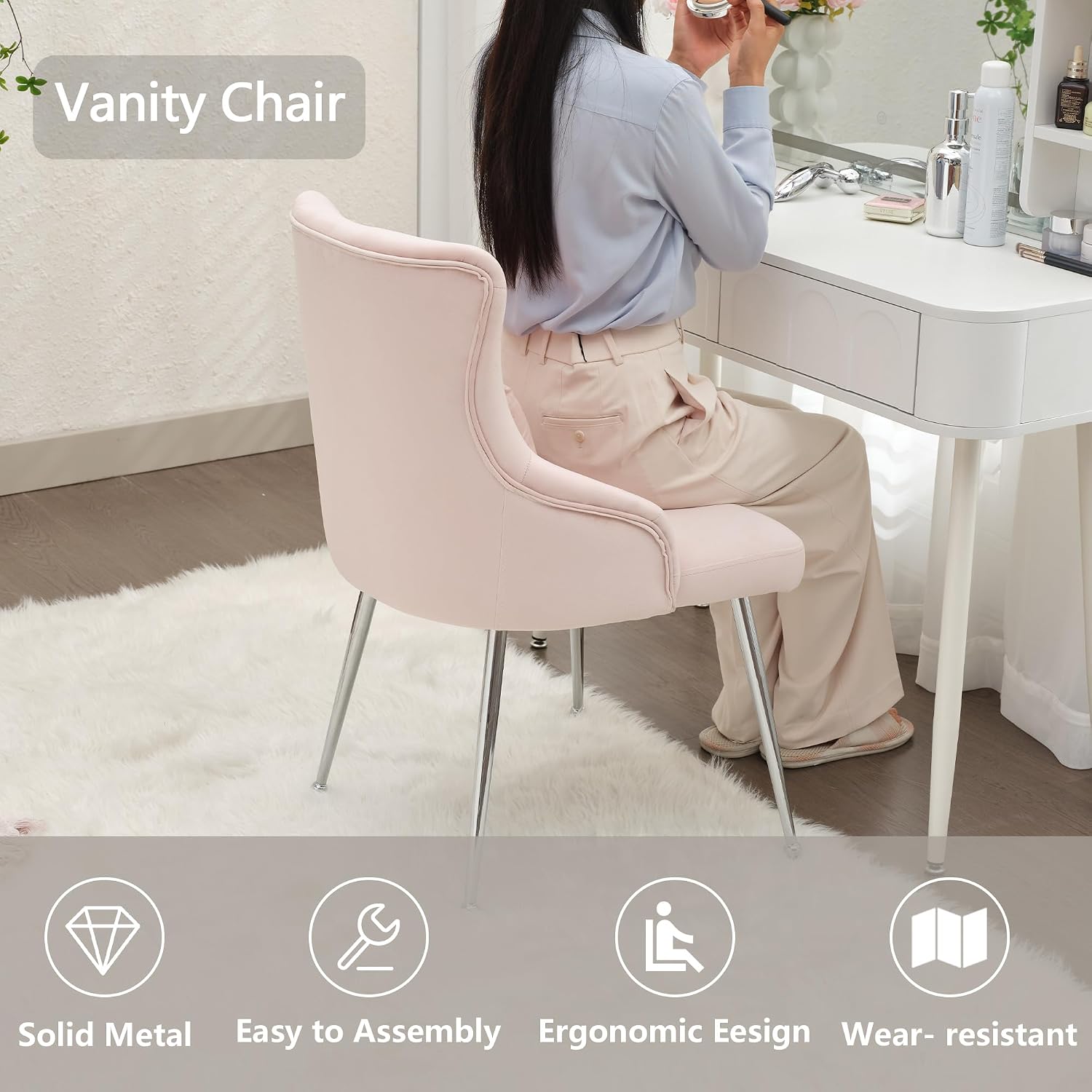 Velvet Backrest Makeup Vanity Chair