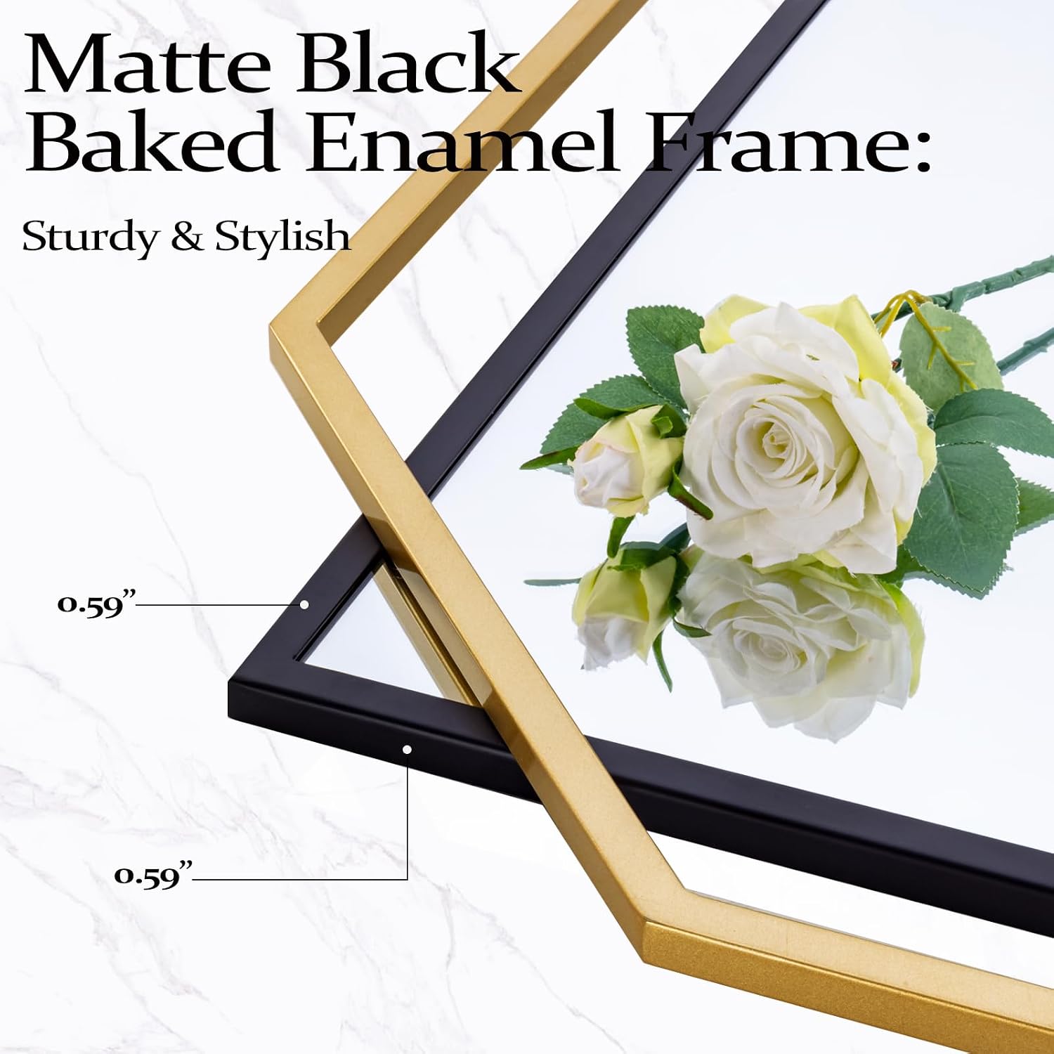 Octagonal Black Gold Metal Wall Mirror