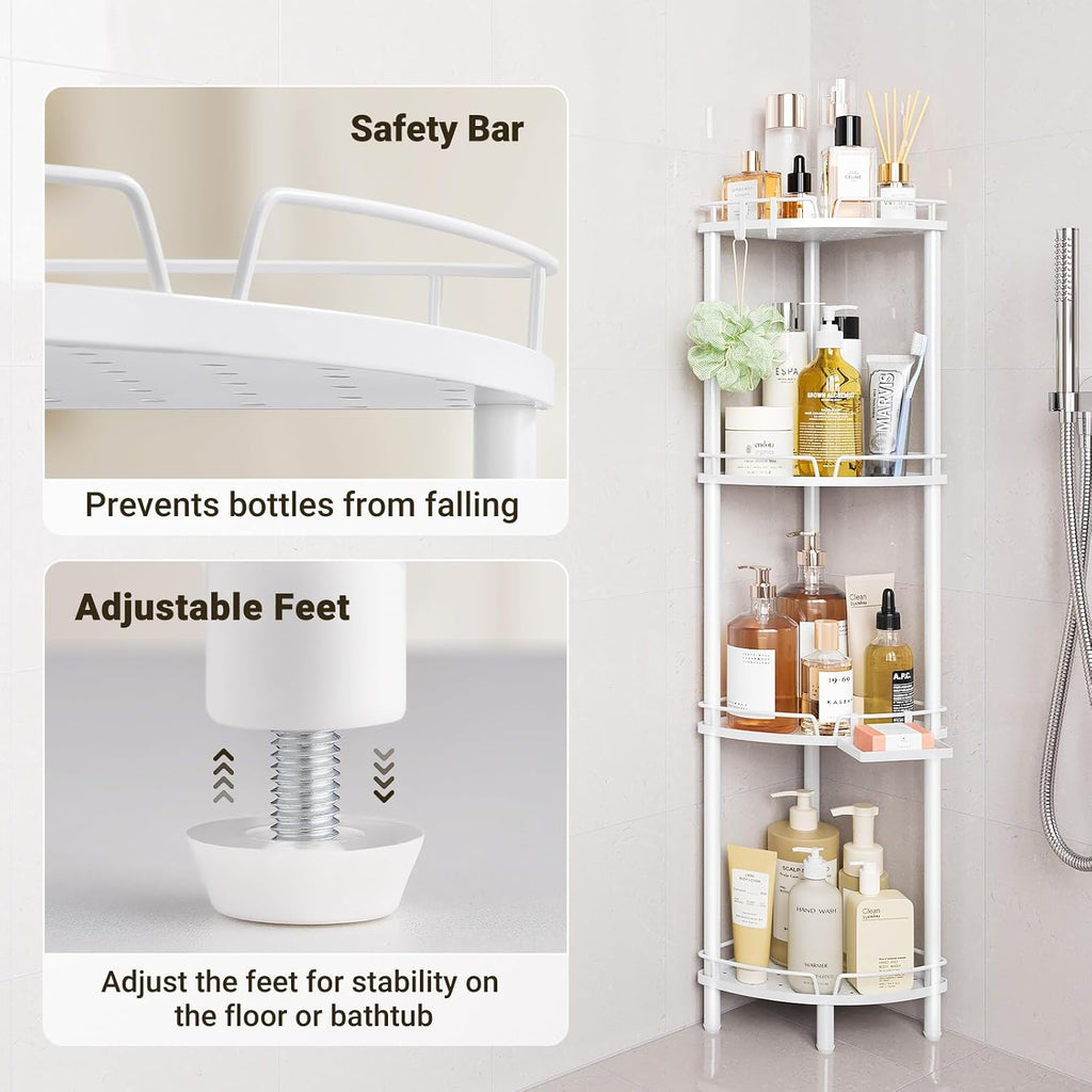 White 4-Tier Standing Corner Shower Caddy