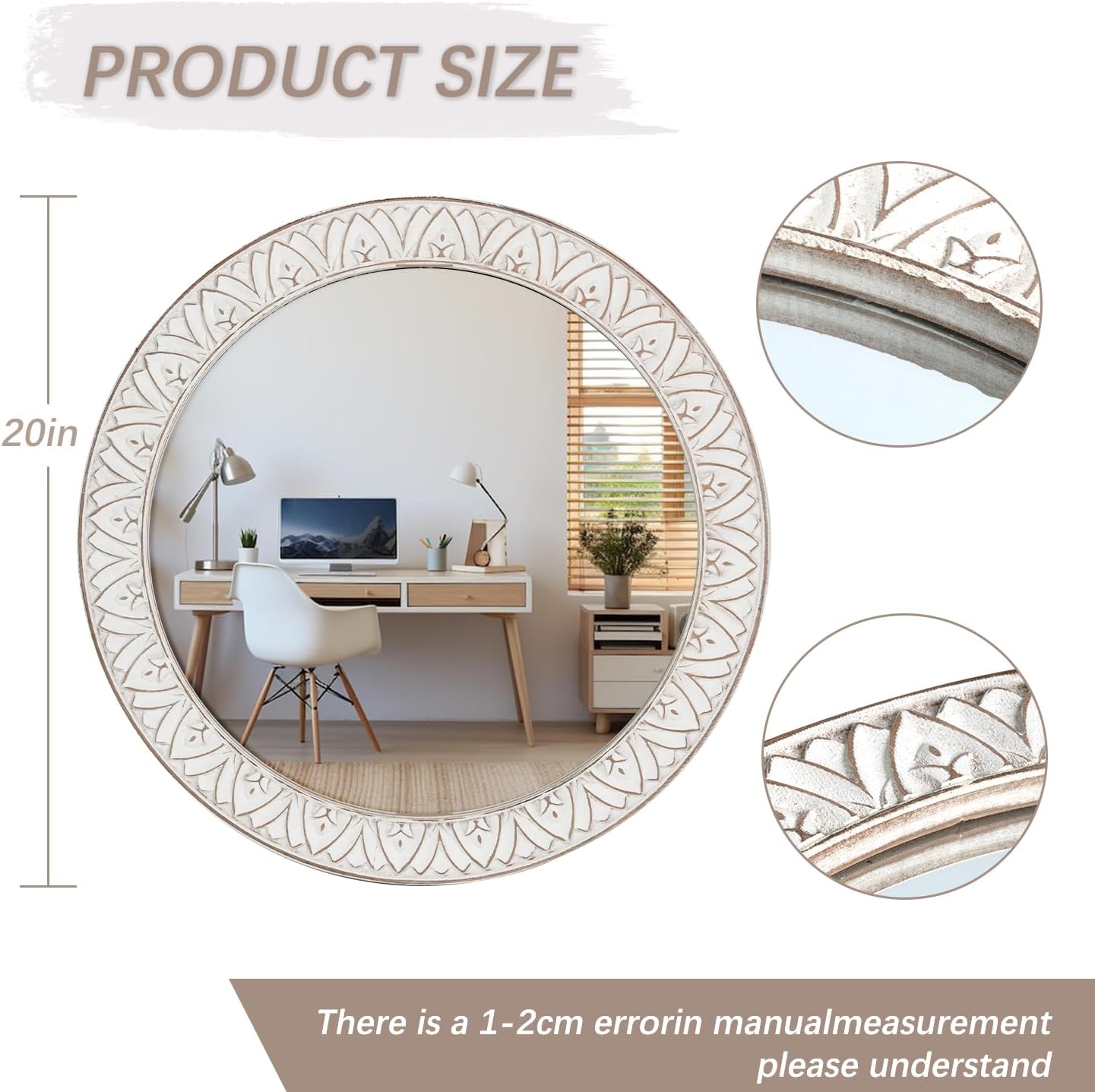 Rustic Wooden Round Wall Mirror