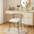 Golden Bronze Iron Frame Linen Low Back Vanity Stool