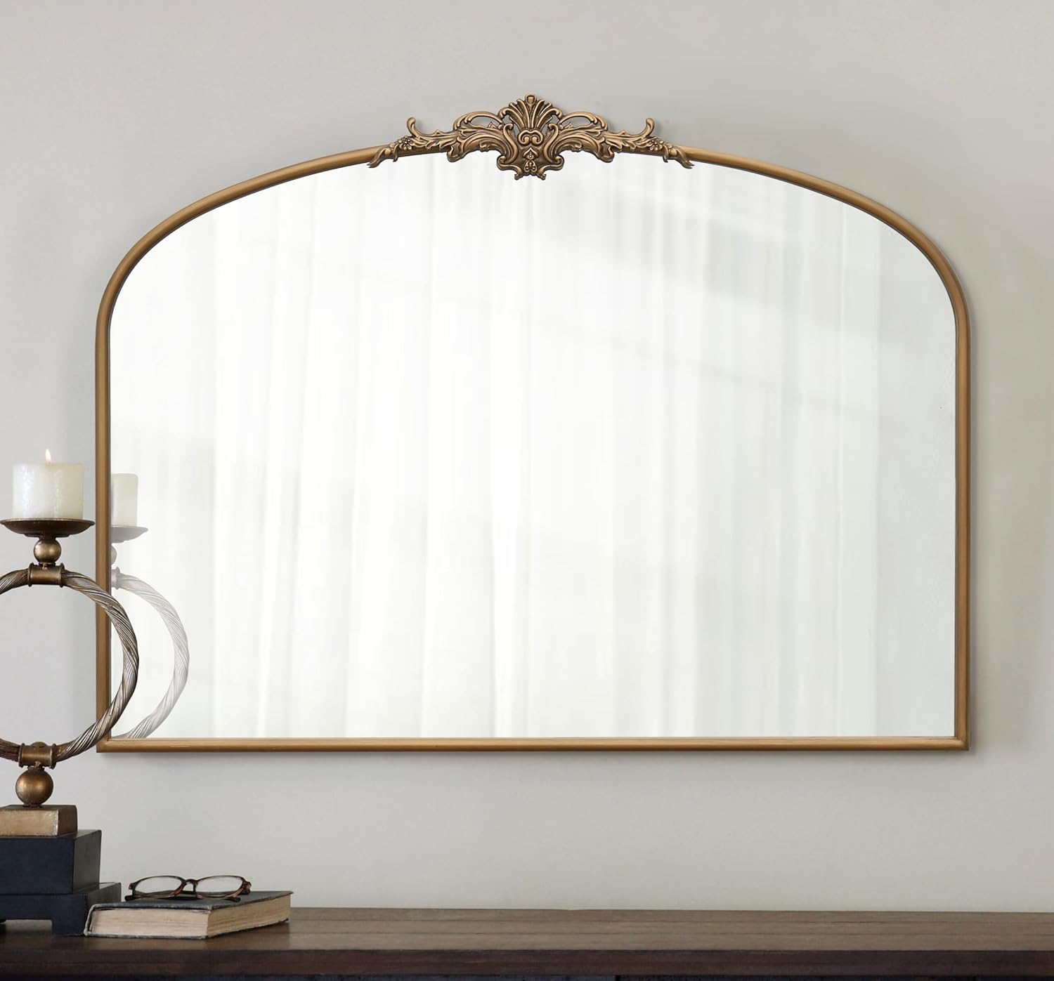 Vintage Gold Baroque Arched Wall Mirror