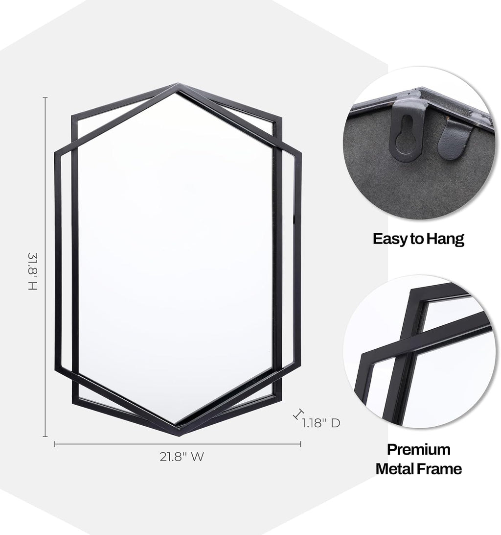 Black Metal Frame Vanity Wall Mirror