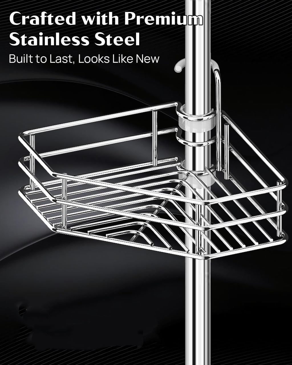 Silver 4-Tier Tension Pole Shower Caddy