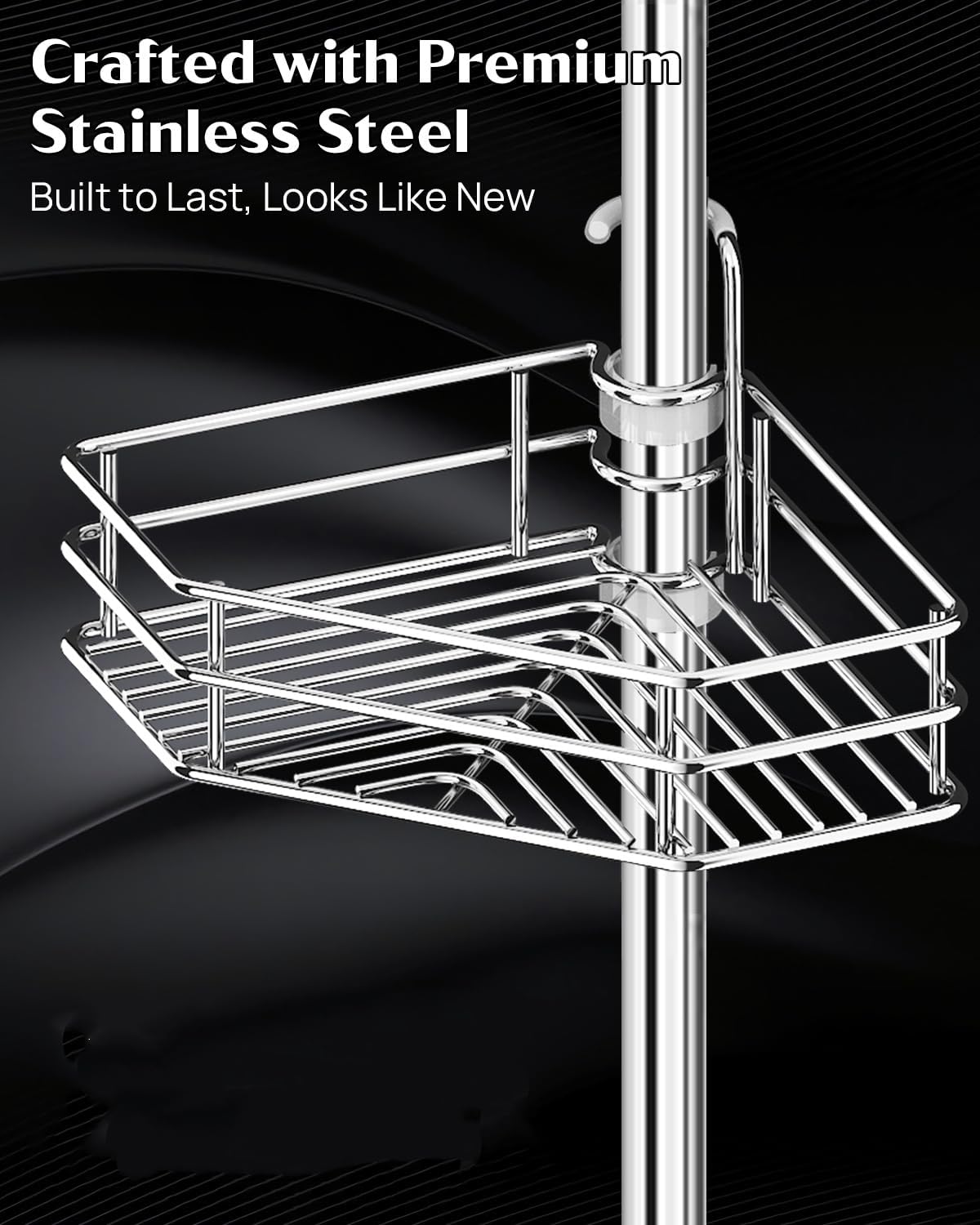 Silver 4-Tier Tension Pole Shower Caddy