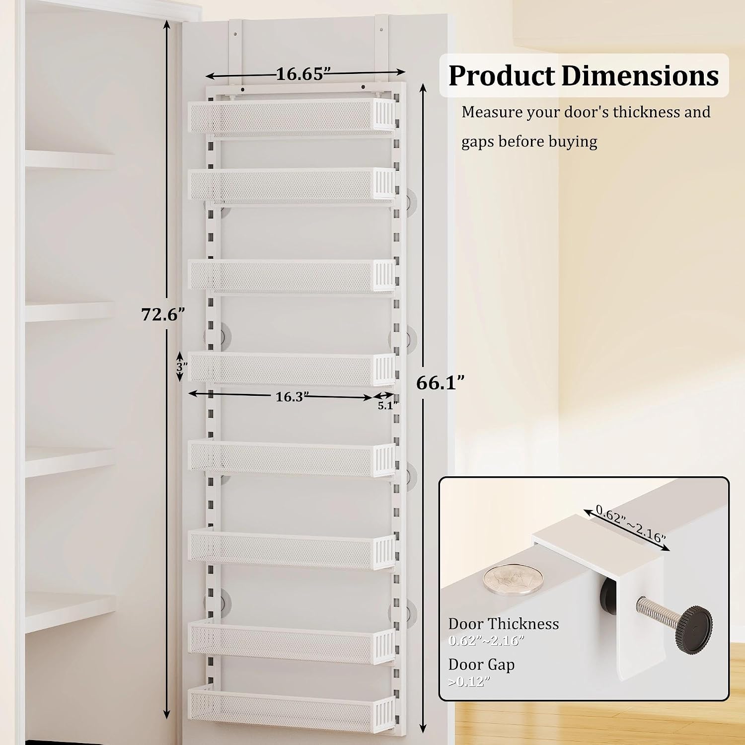White 8-Tier Door Pantry Storage Rack