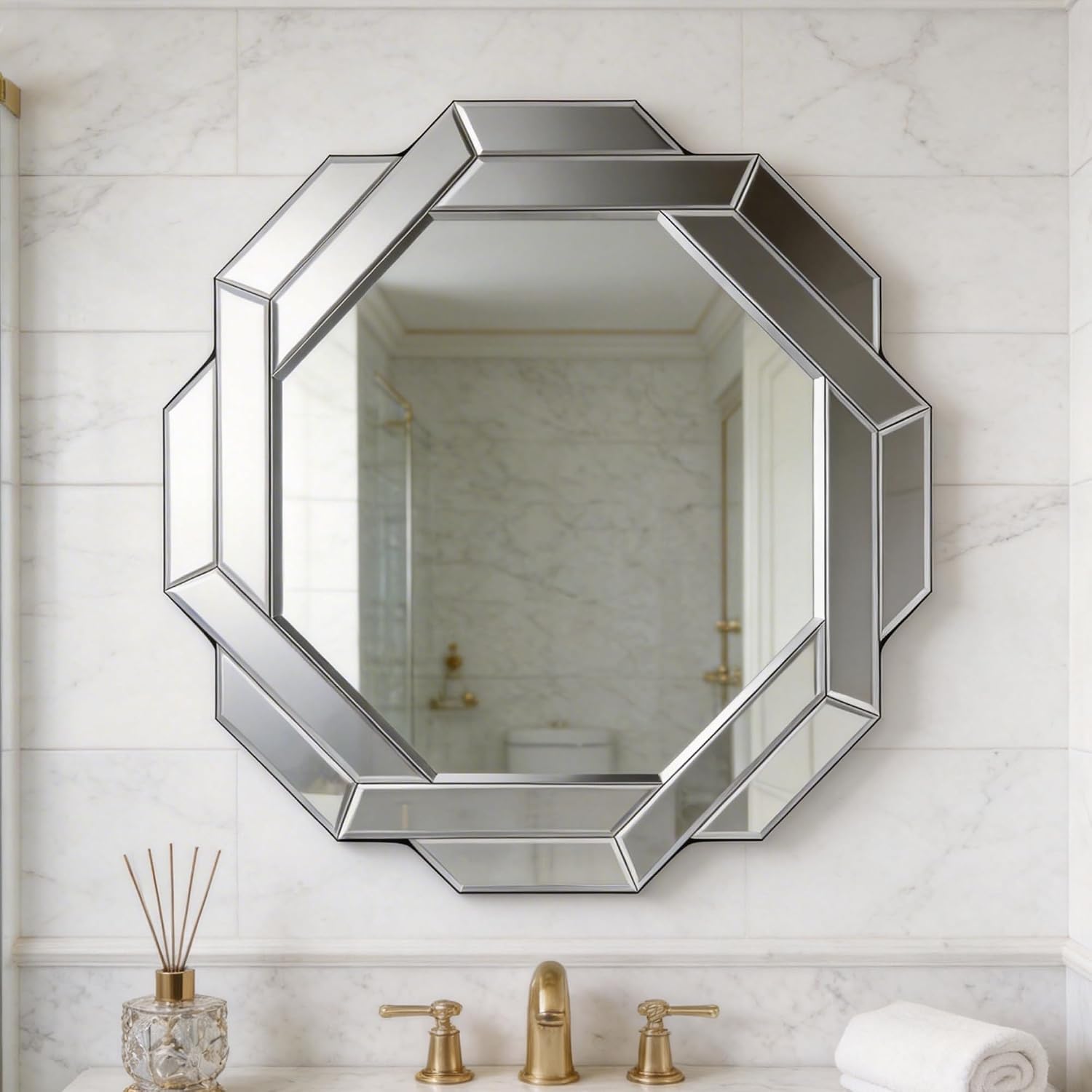 Octagon Beveled Luxury Wall Mirror
