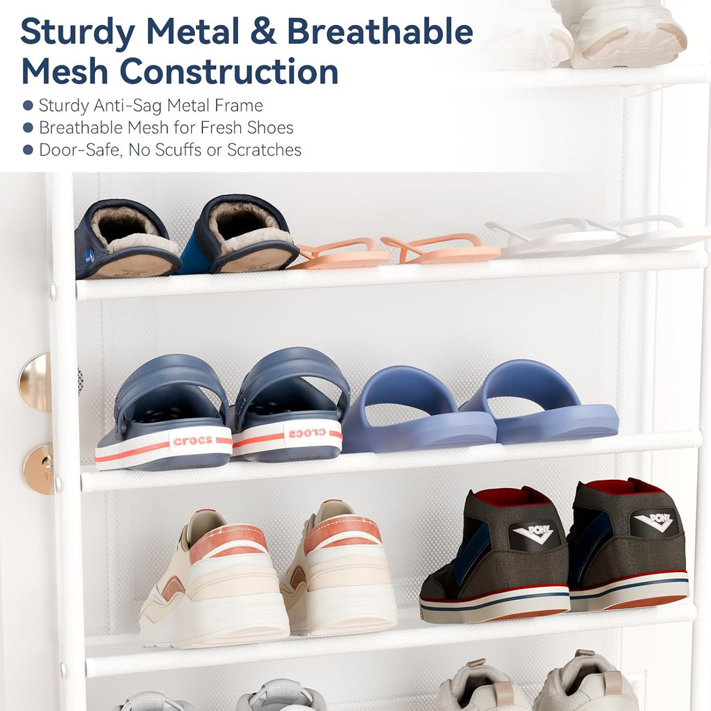 White Mesh Over Door Shoe Organizer