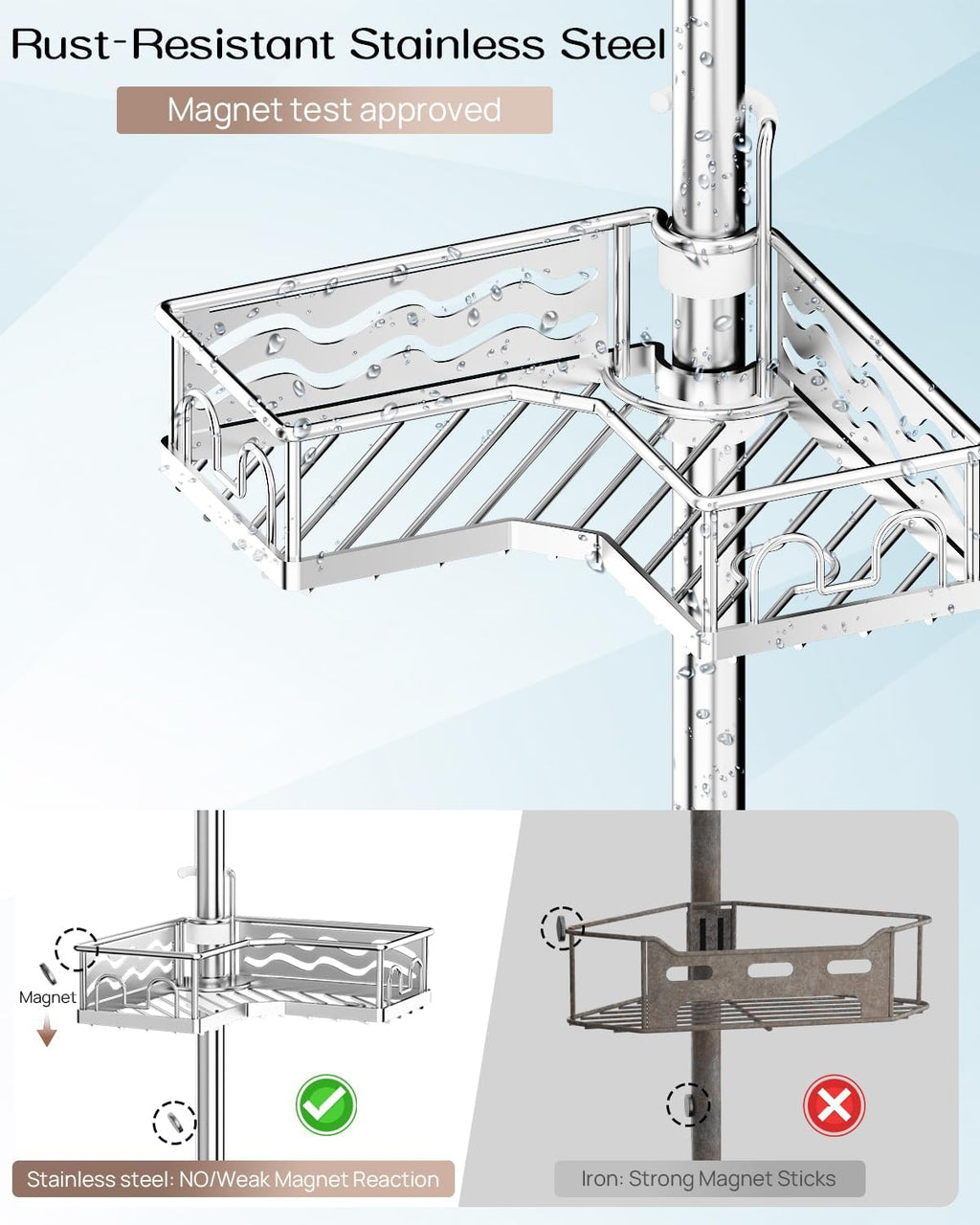 4-Tier Tension Pole Corner Shower Caddy