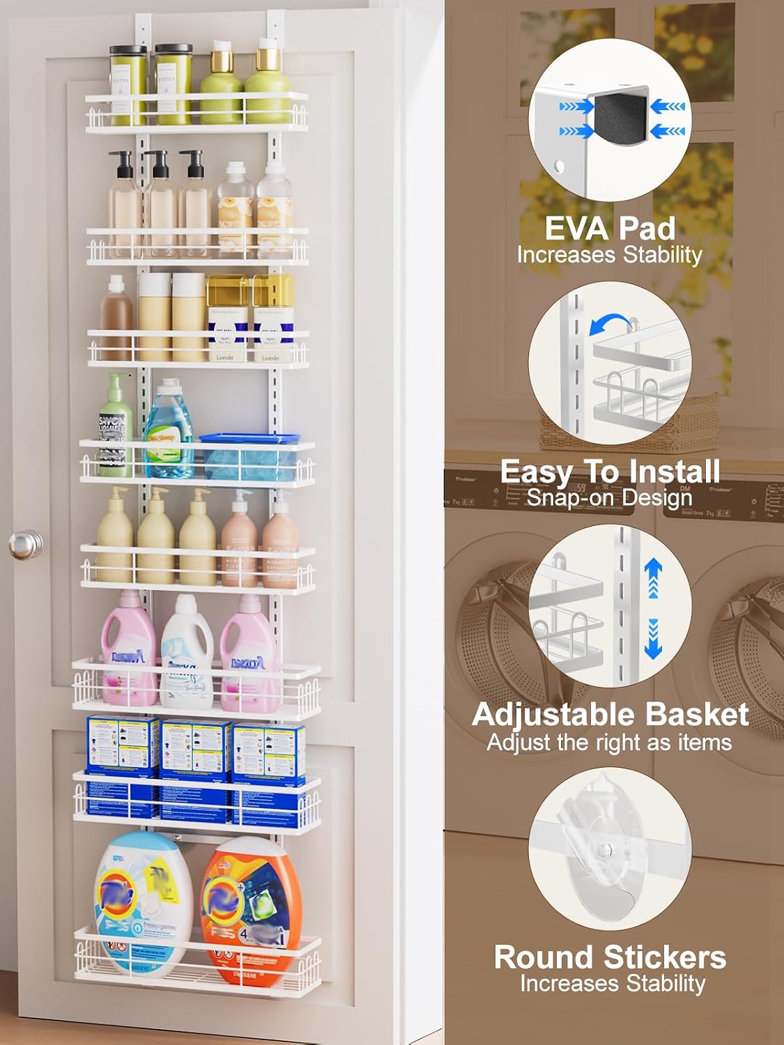 White Metal Over Door Pantry Organizer