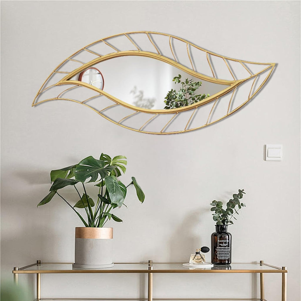 Gold Leaf Teardrop Metal Wall Mirror
