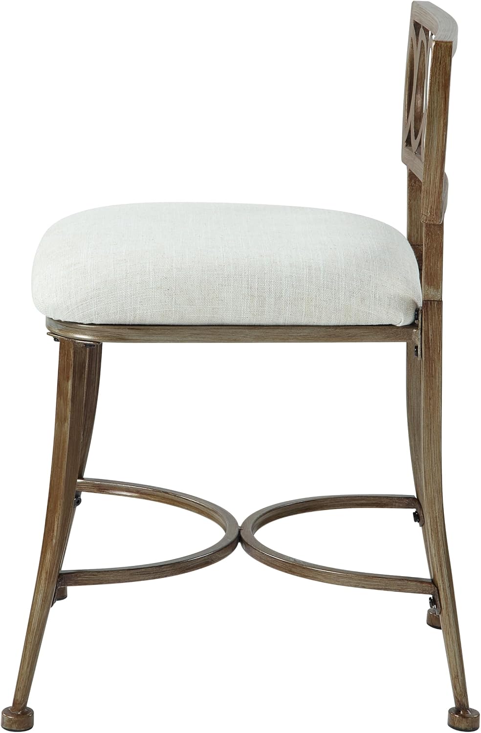 Golden Bronze Iron Frame Linen Low Back Vanity Stool