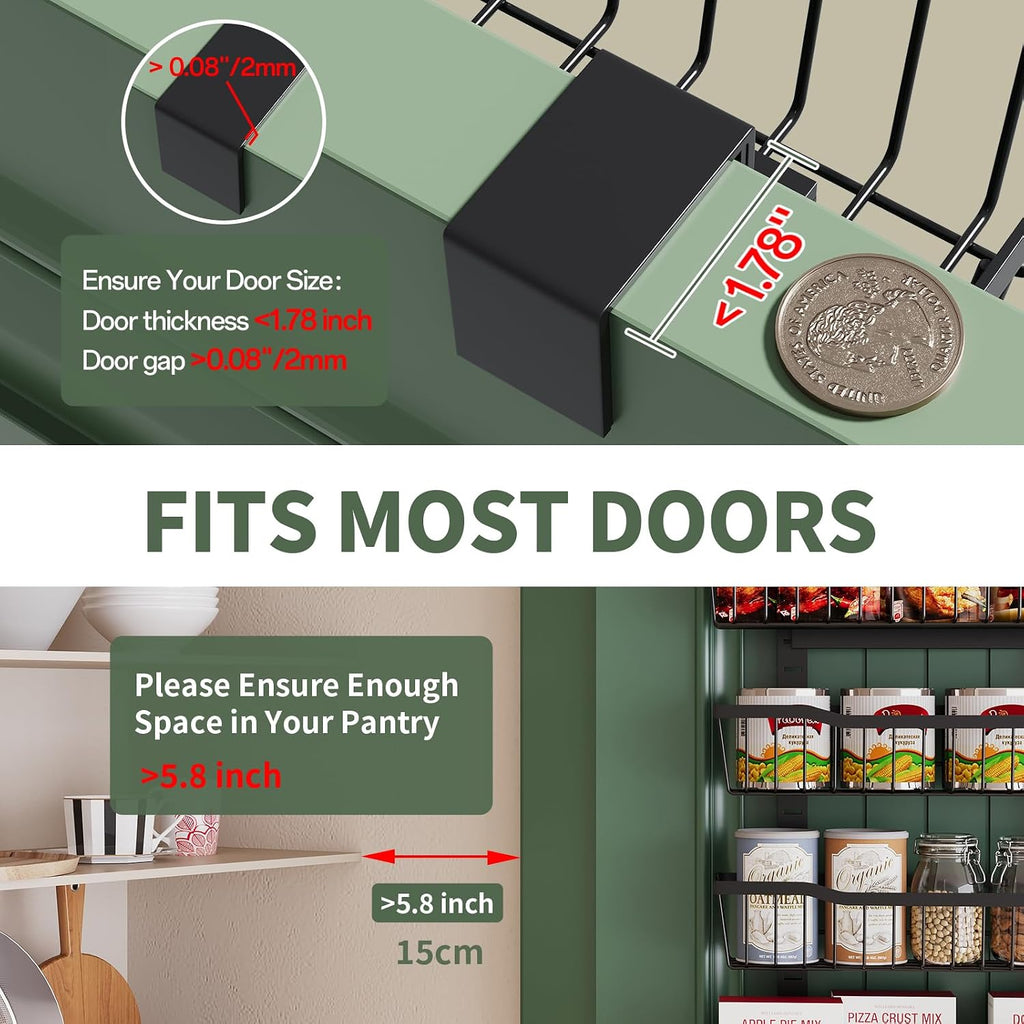 Black 8-Tier Metal Door Pantry Organizer