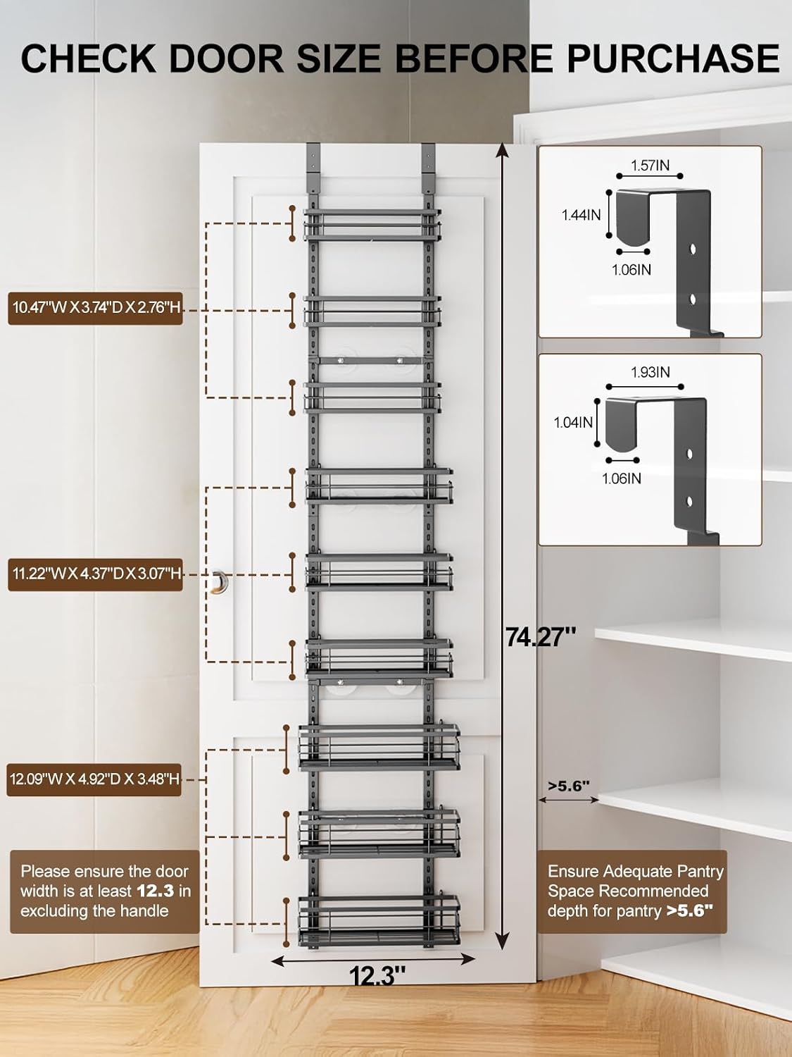 Black Metal 9-Tier Door Pantry Organizer