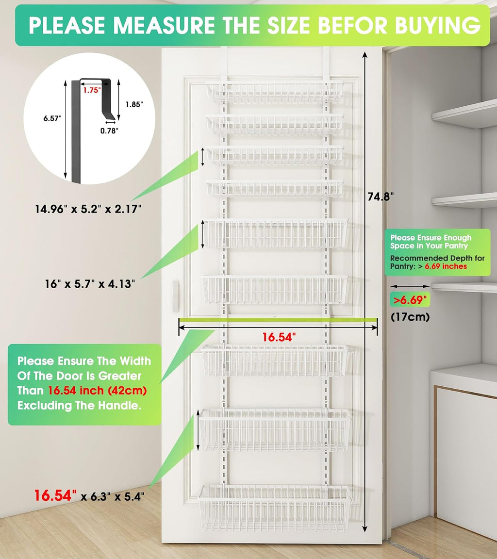 White Metal 9-Tier Door Spice Organizer
