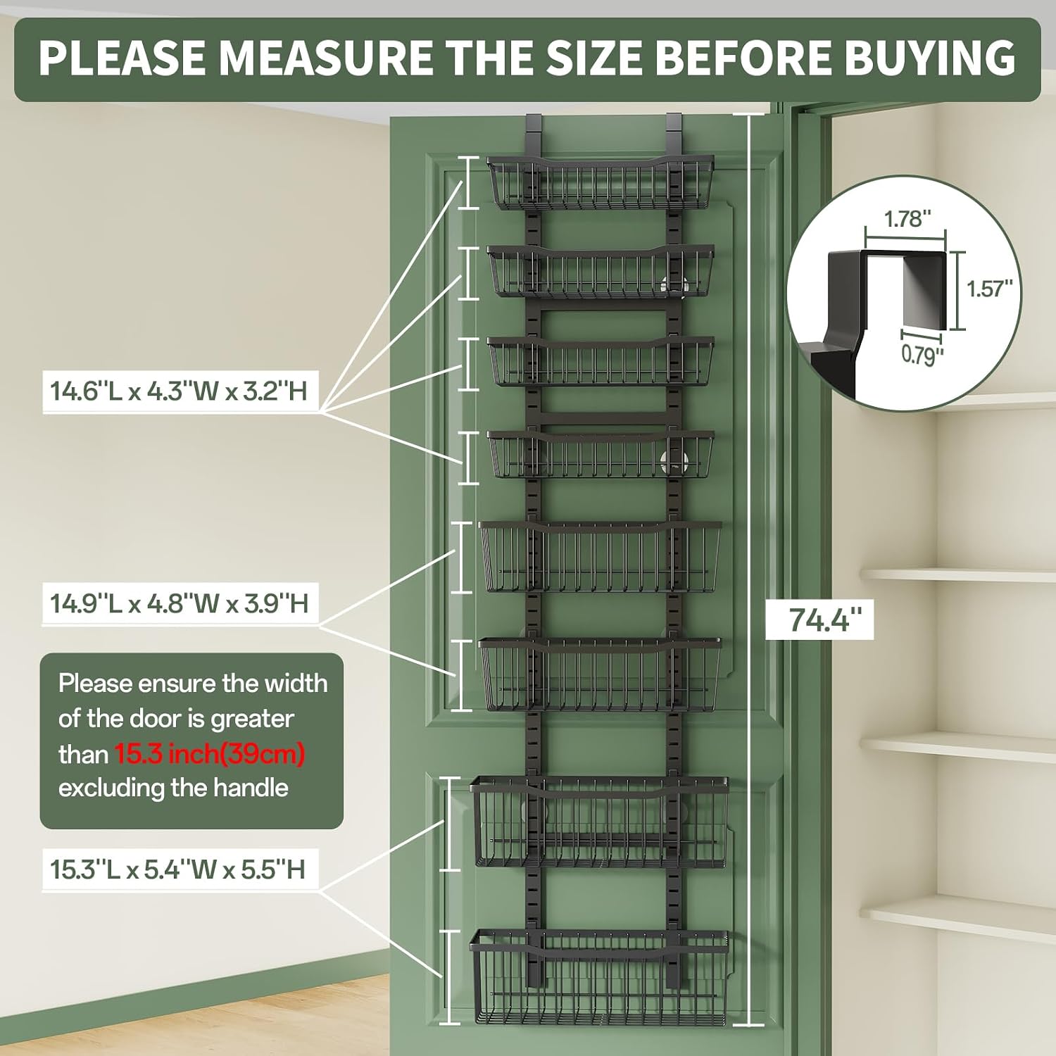 Black 8-Tier Metal Door Pantry Organizer