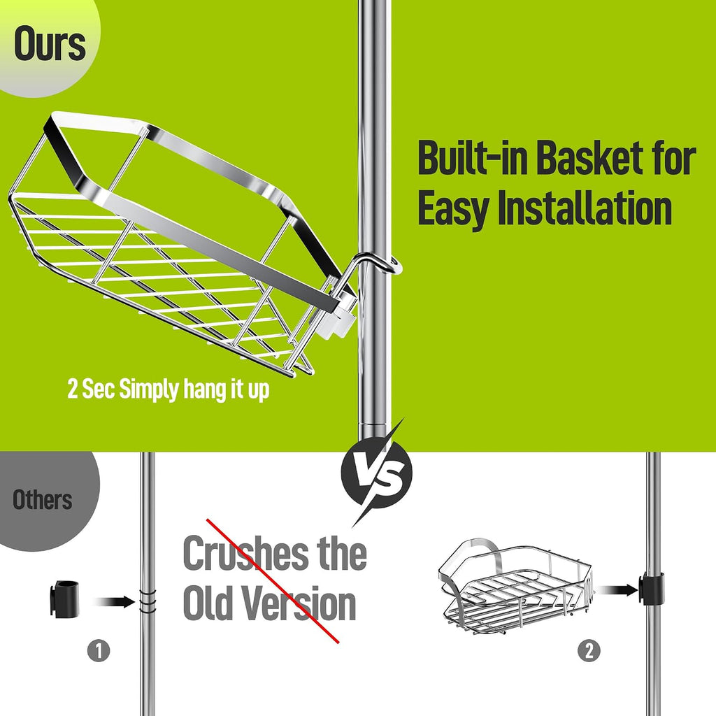 Silver 4-Tier Tension Pole Shower Organizer
